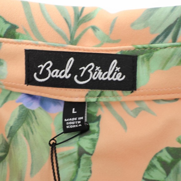 Bad Birdie Mens Core Polo Flora Fiesta Golf Shirt Size L‎ Peach Floral - Picture 4 of 7